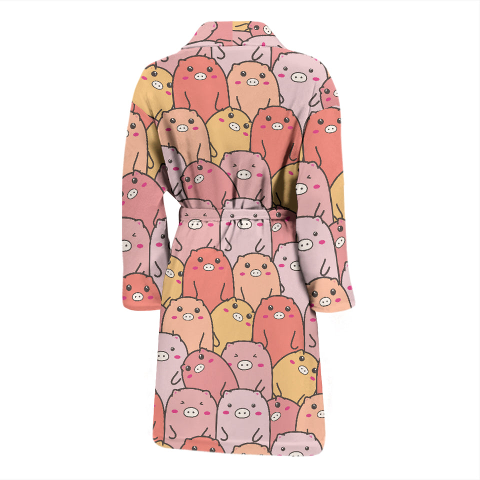 Pig Pattern Print Design 04 Men's Bathrobe