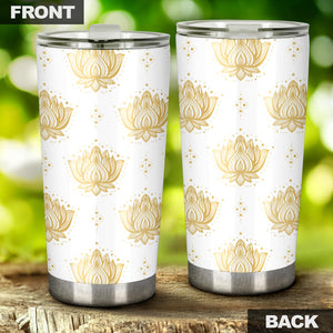 Gold Ornamental Lotue Waterlily Symbol Pattern Tumbler