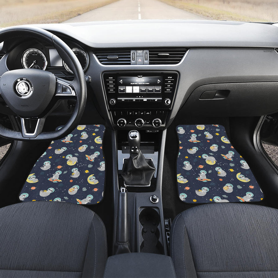 Cute Sloth Astronaut Star Planet Rocket Pattern Front Car Mats