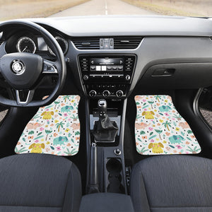 Cute Elephants Palm Tree Flower Butterfly Pattern Front Car Mats
