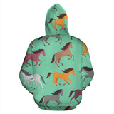 Colorful Horses Pattern Zip Up Hoodie