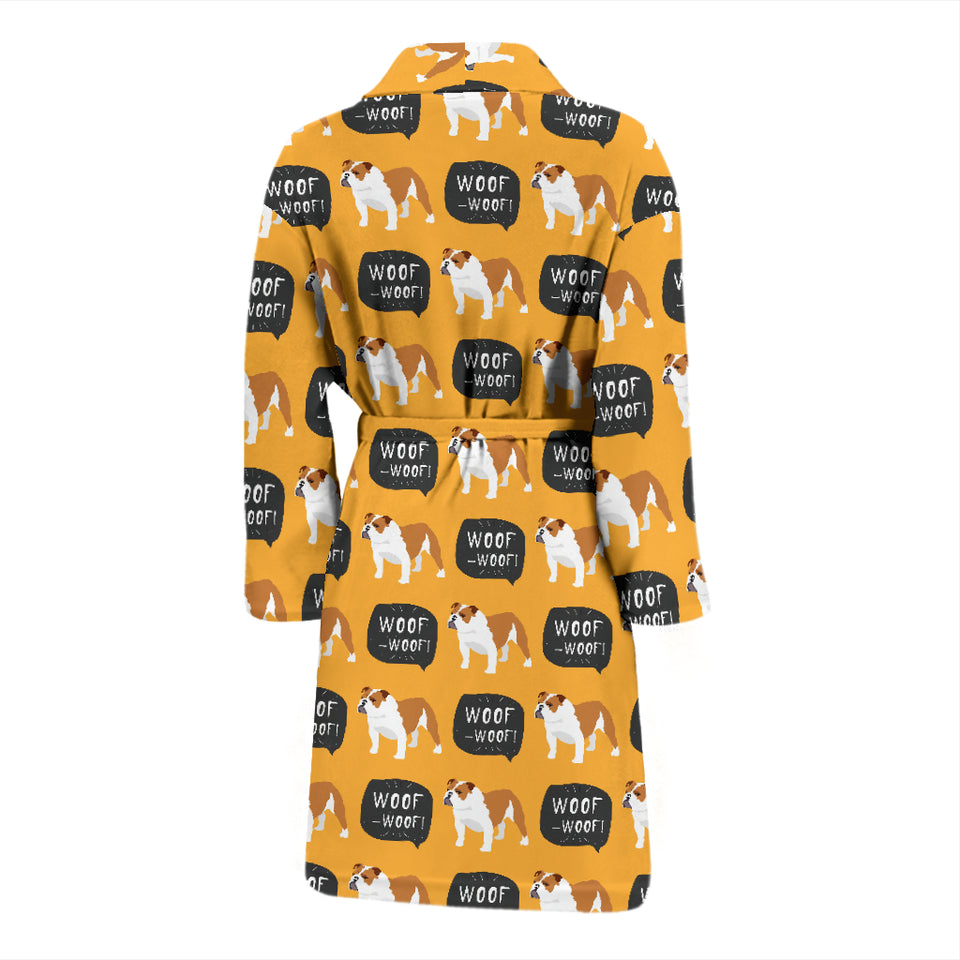 English Bulldog Pattern Print Design 04 Men's Bathrobe