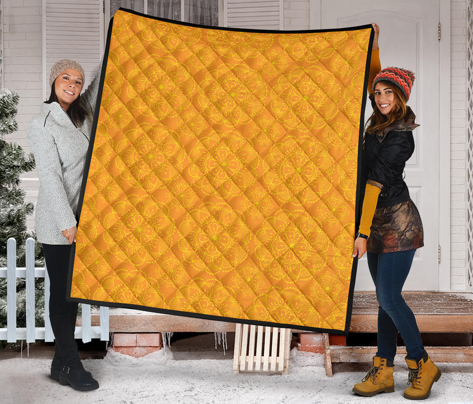 Orange Traditional Indian Element Pattern Premium Quilt