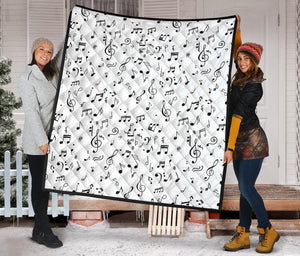 Music Notes Pattern Print Design 04 Premium Quilt