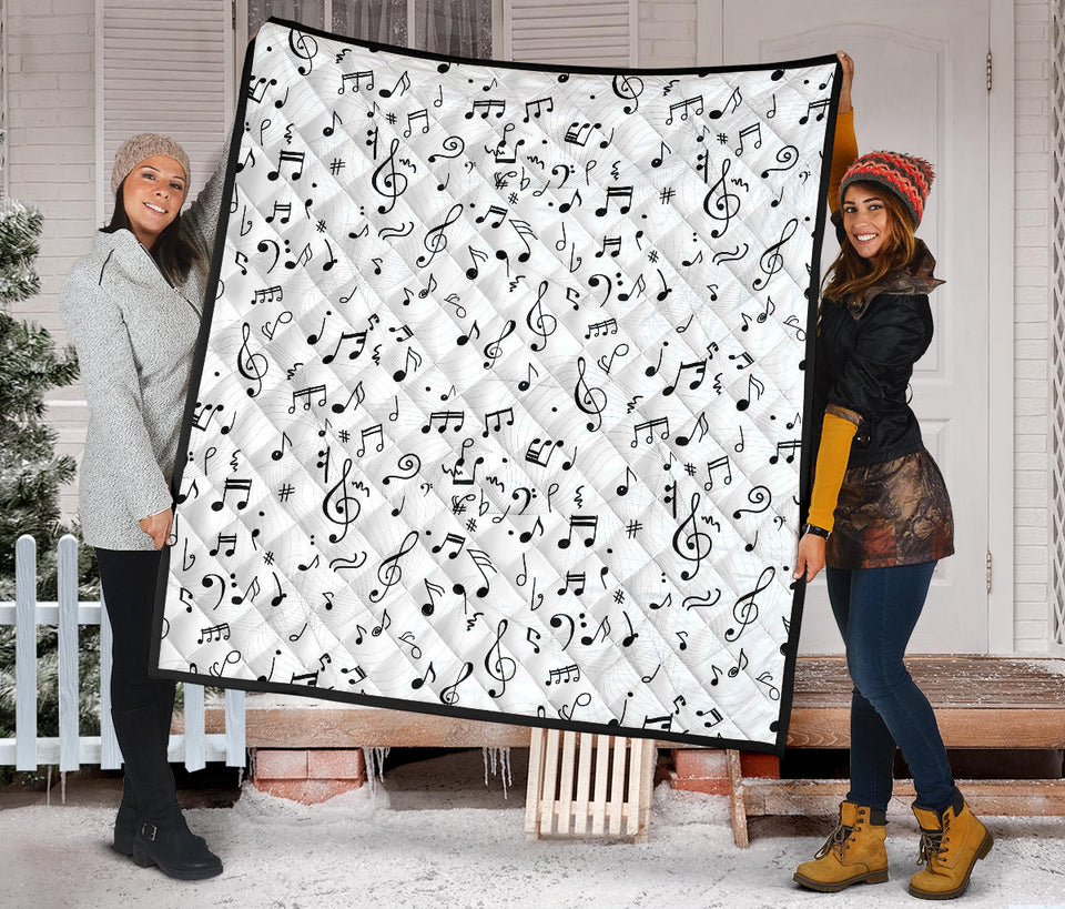Music Notes Pattern Print Design 04 Premium Quilt
