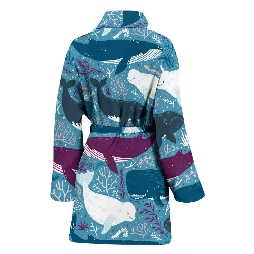 Whale Design Pattern Women'S Bathrobe