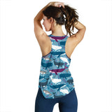 Whale design pattern Women Racerback Tank Top