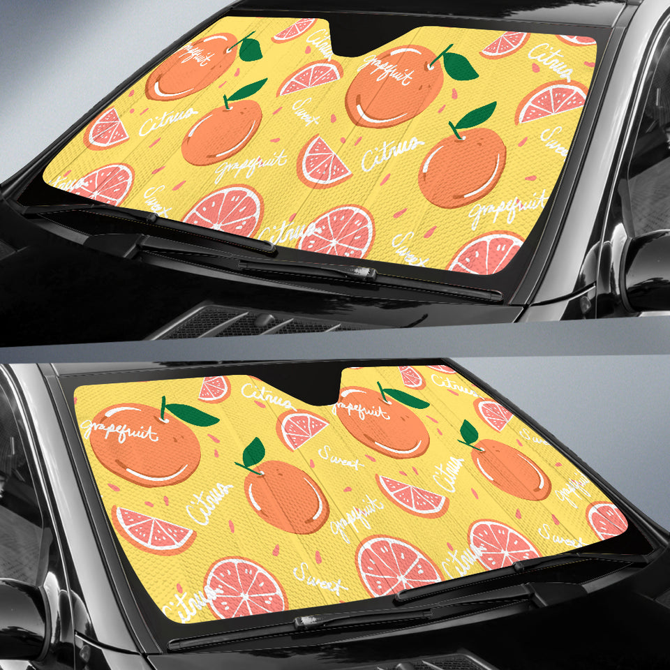 Grapefruit Yellow Background Car Sun Shade