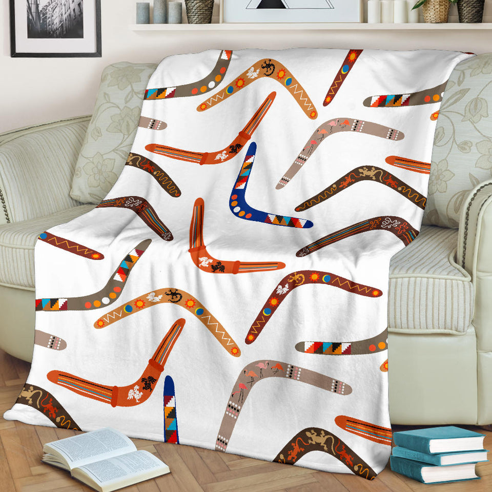 Boomerang Australian Aboriginal Ornament Pattern Premium Blanket