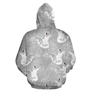 White Swan Gray Background Men Women Pullover Hoodie