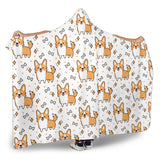 Cute Corgi Heart Star Bone Pattern Hooded Blanket