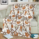 Sloths Hanging On The Tree Pattern Premium Blanket