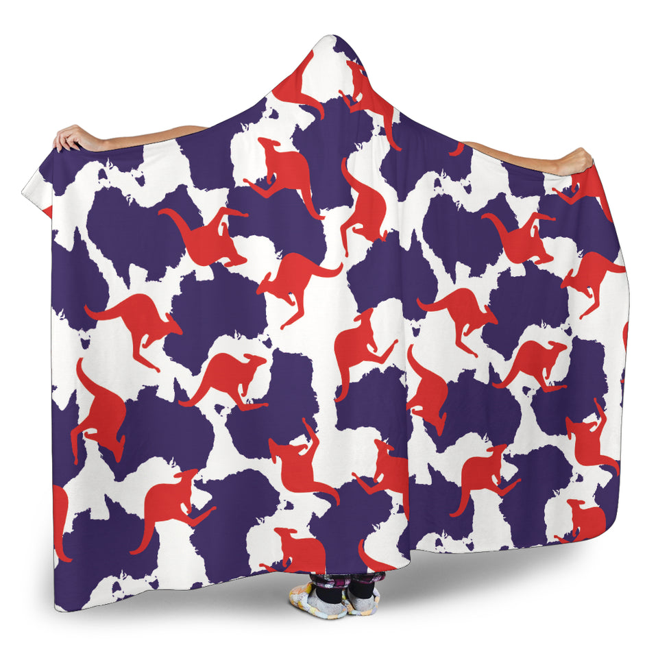 Kangaroo Australian Pattern Hooded Blanket