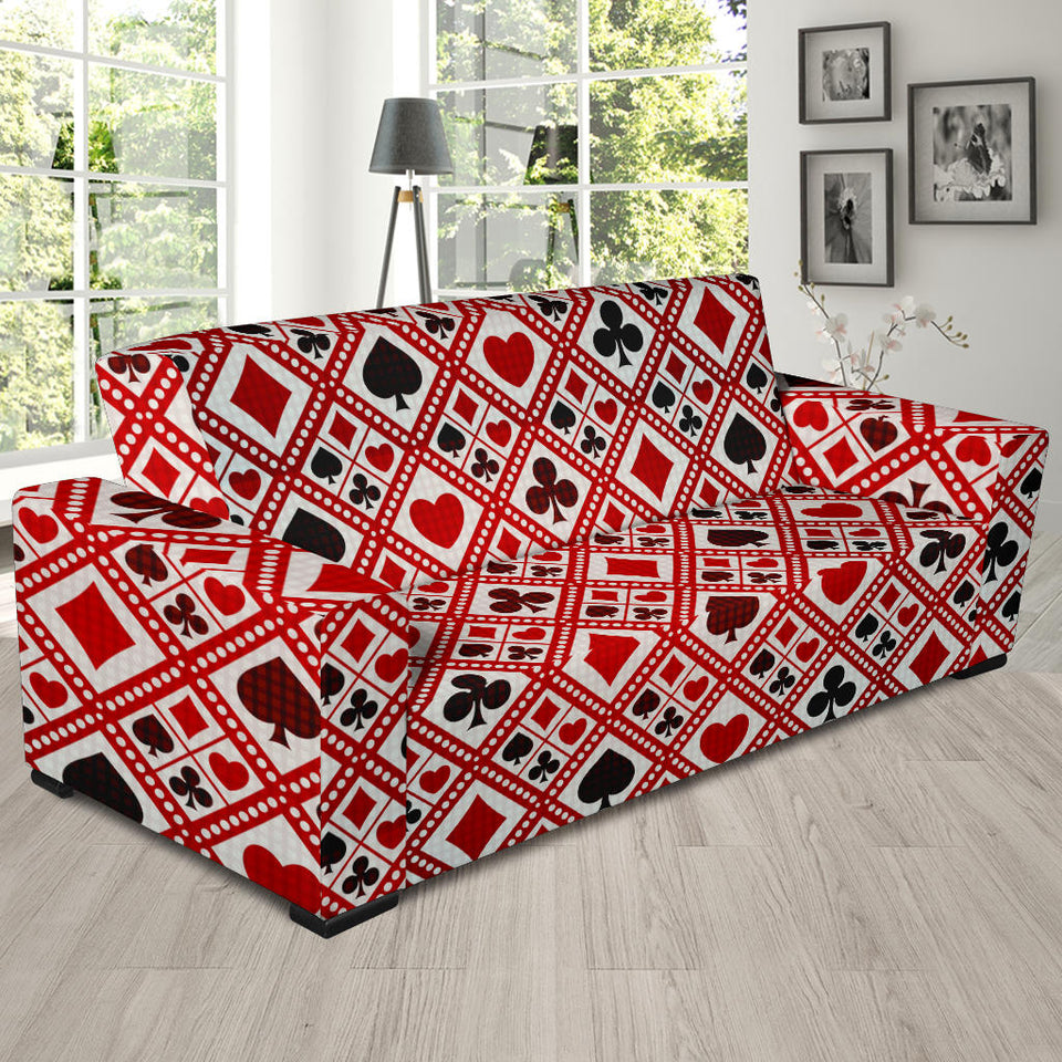 Casino Cards Suits Pattern Print Design 03 Sofa Slipcover