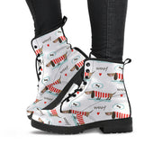 Cute Dachshund Bone Pattern Leather Boots