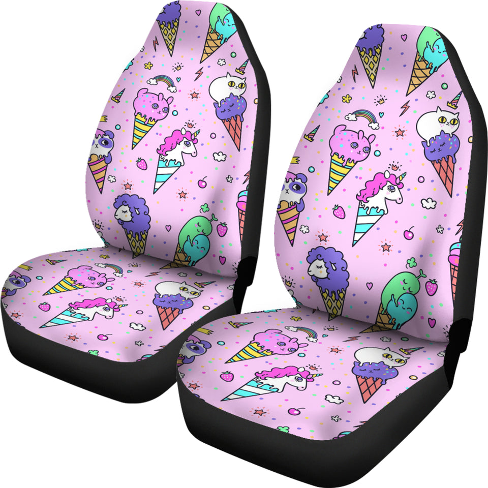 Cute Ice Cream Cone Animal Pattern Universal Fit Car Seat Covers