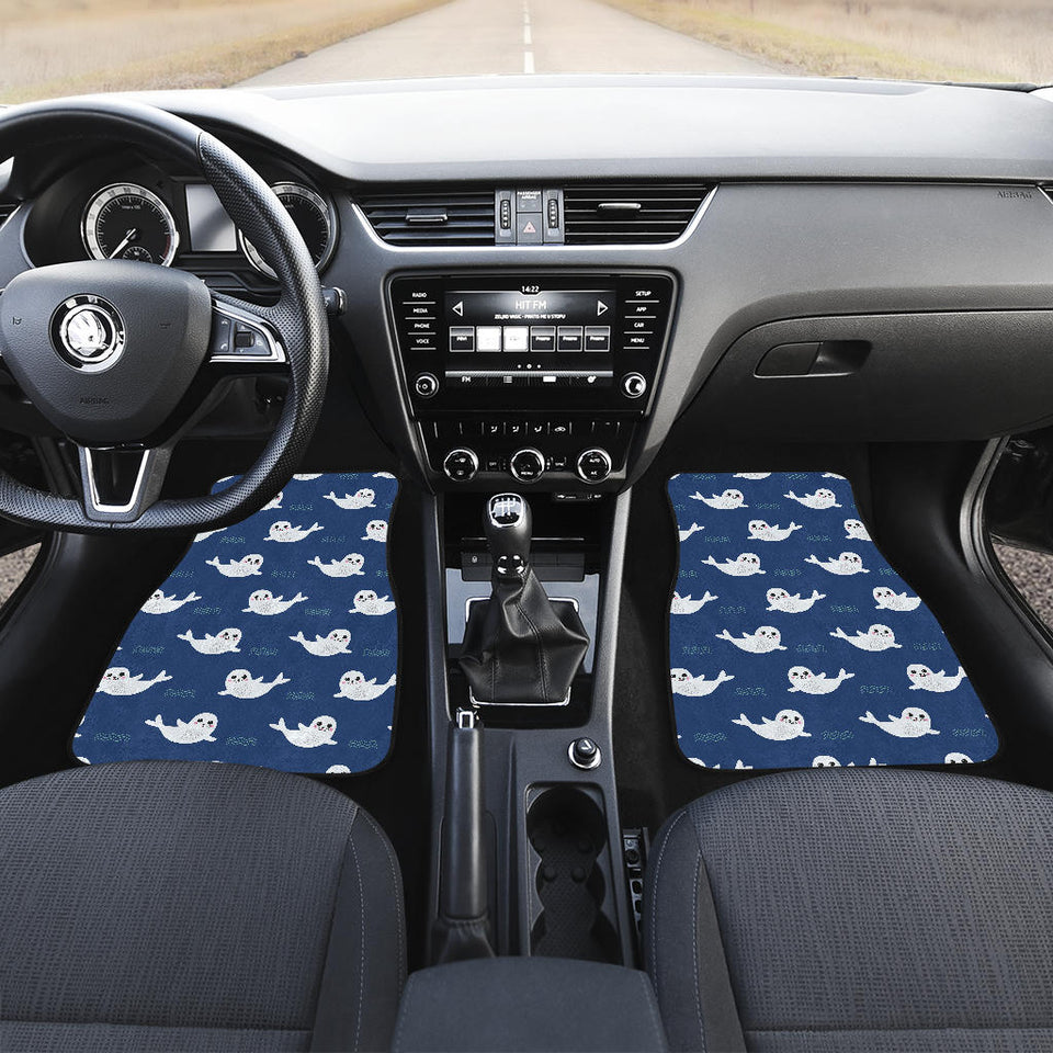 Cute White Baby Sea Lion Seal Pattern Front Car Mats