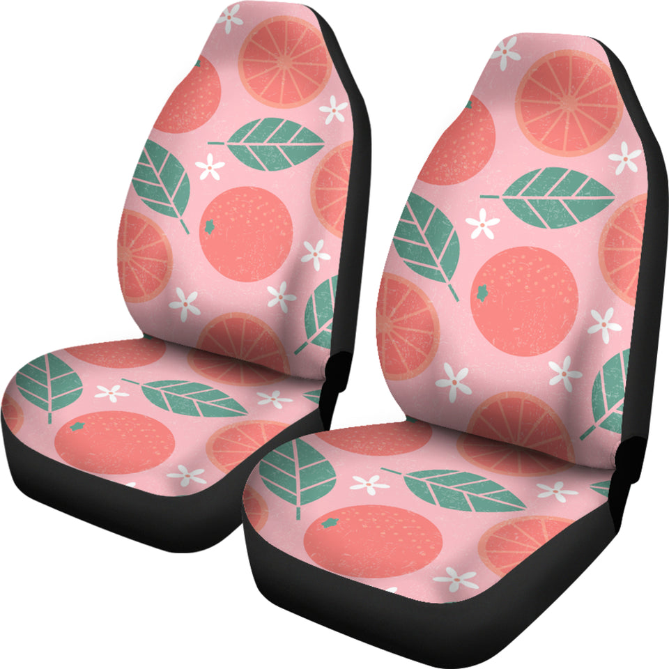 Grapefruit Leaves Flower Pink Background Universal Fit Car Seat Covers