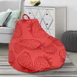 Strawberry Pattern Red Background Bean Bag Cover