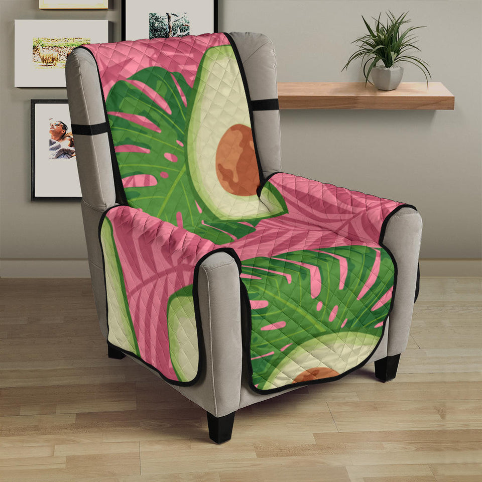 Avocado slices leaves pink back ground Chair Cover Protector