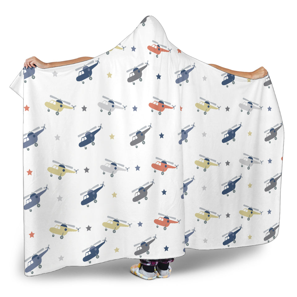 Cute Helicopter Star Pattern Hooded Blanket