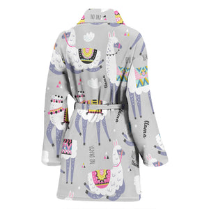 Cute Llama Alpaca Pattern Women'S Bathrobe