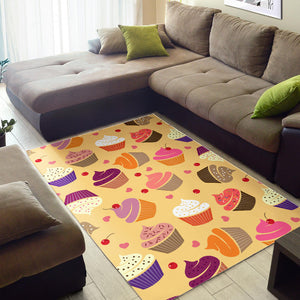 Cake Cupcake Heart Cherry Pattern Area Rug