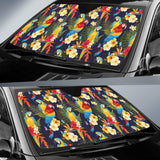 Colorful Parrot Flower Pattern Car Sun Shade