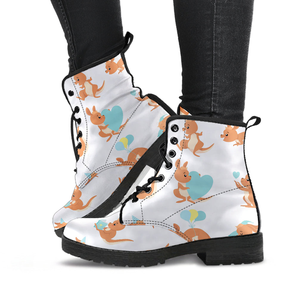 Cute Kangaroo Pattern Leather Boots