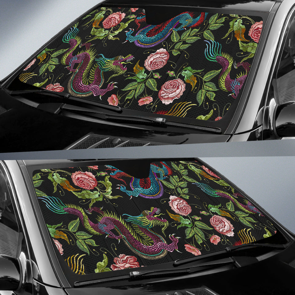 Dragons Flower Pattern Car Sun Shade