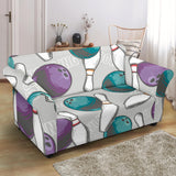 Bowling Ball And Pin Gray Background Loveseat Couch Slipcover