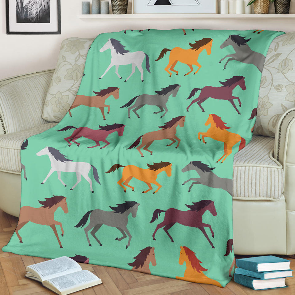 Colorful Horses Pattern Premium Blanket
