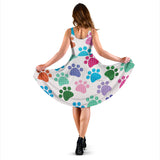 Dog Paws Pattern Print Design 01 Sleeveless Midi Dress