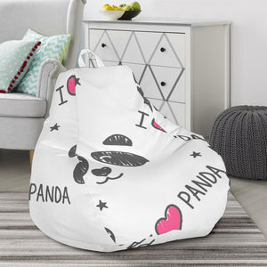 Hand Drawn Faces Of Pandas Pattern Bean Bag Cover