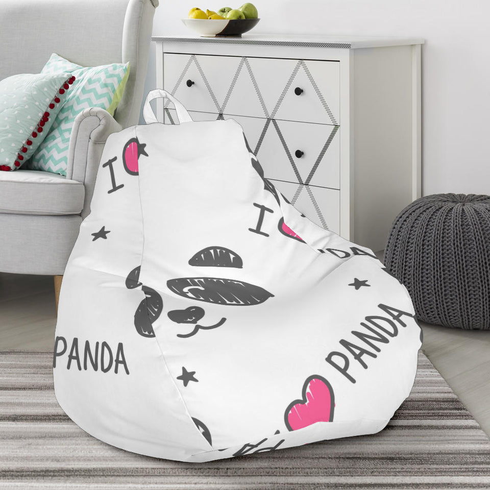 Hand Drawn Faces Of Pandas Pattern Bean Bag Cover
