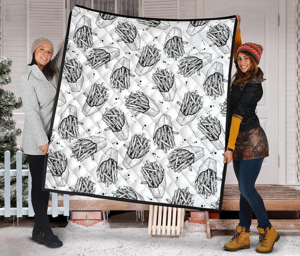 Hand Drawn French Fries Pattern Premium Quilt