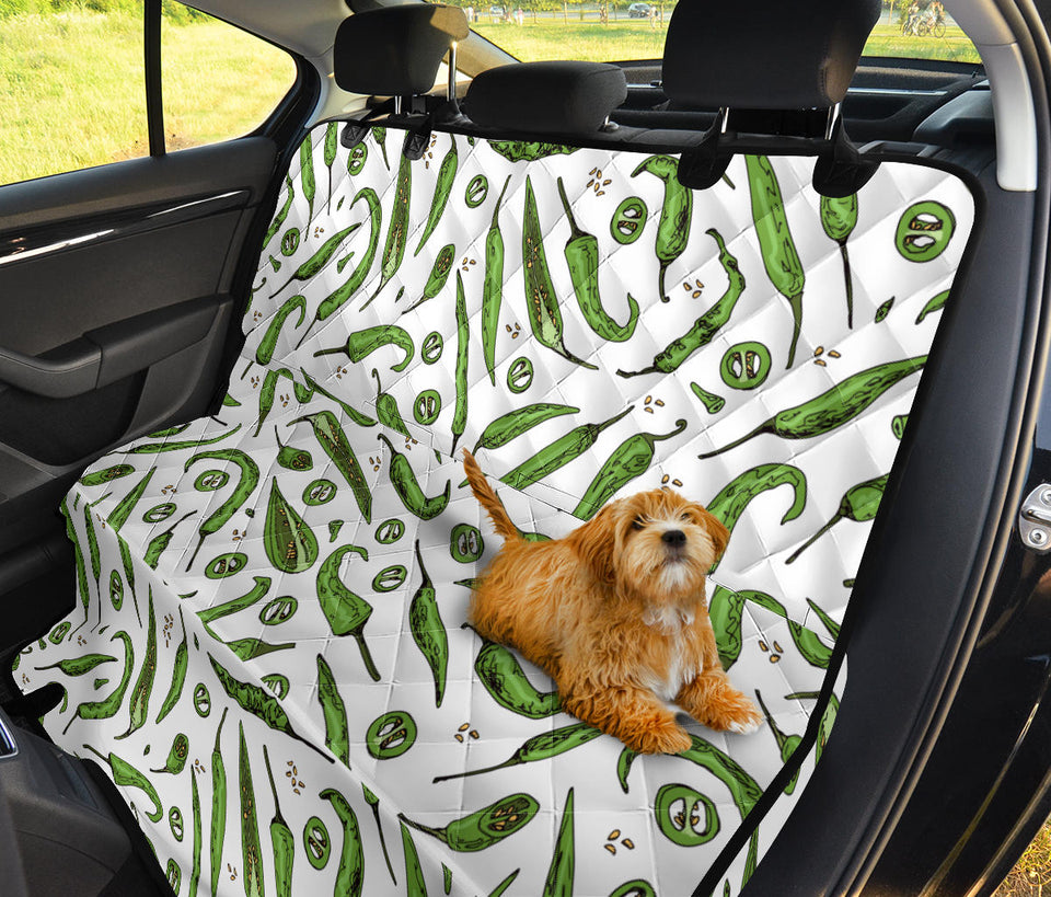 Hand Drawn Sketch Style Green Chili Peppers Pattern Dog Car Seat Covers