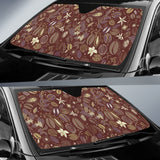 Coffee Bean Flower Pattern Car Sun Shade