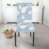 Cute Polar Bears Christmas Decoration Pattern Dining Chair Slipcover