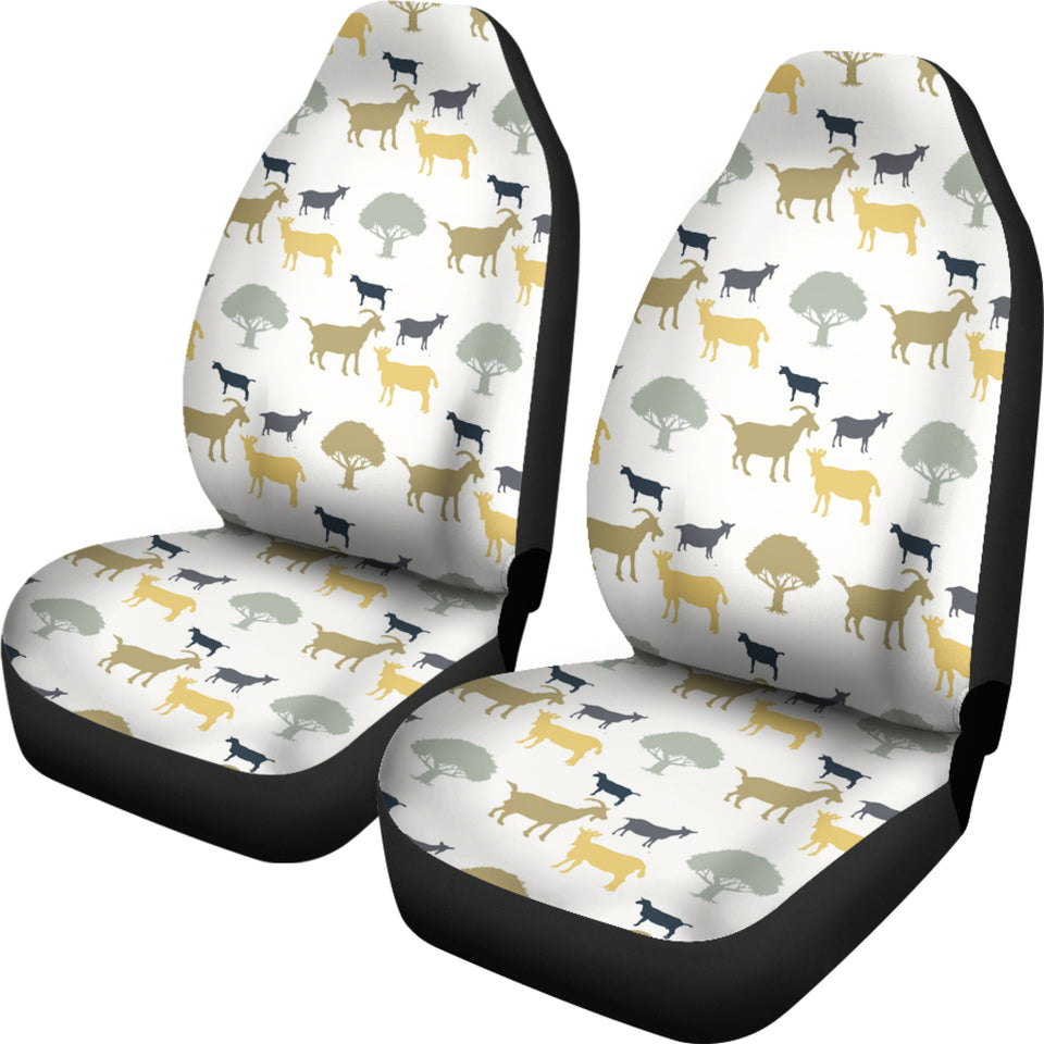 Silhouettes Of Goat And Tree Pattern Universal Fit Car Seat Covers