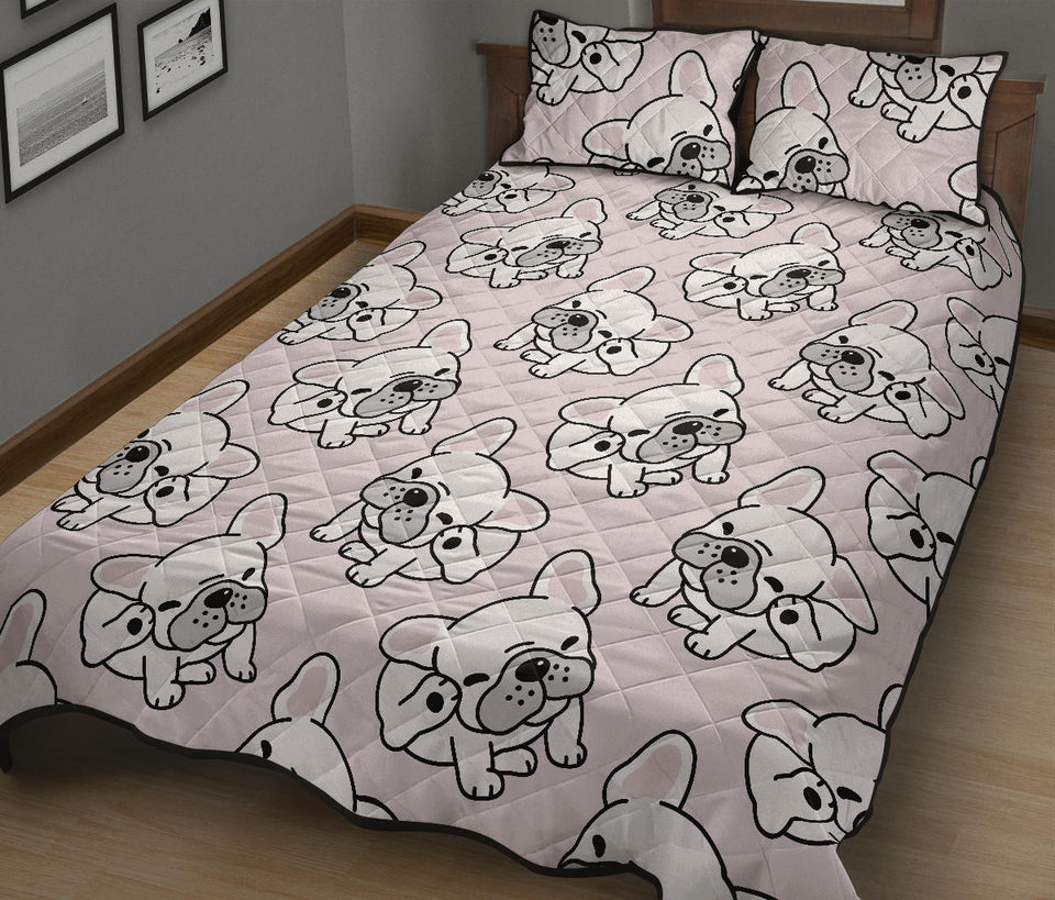 Cute french bulldog pattern Quilt Bed Set