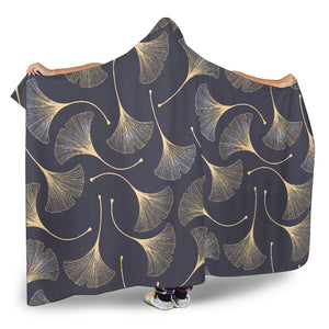 Gold Ginkgo Leaves Hooded Blanket