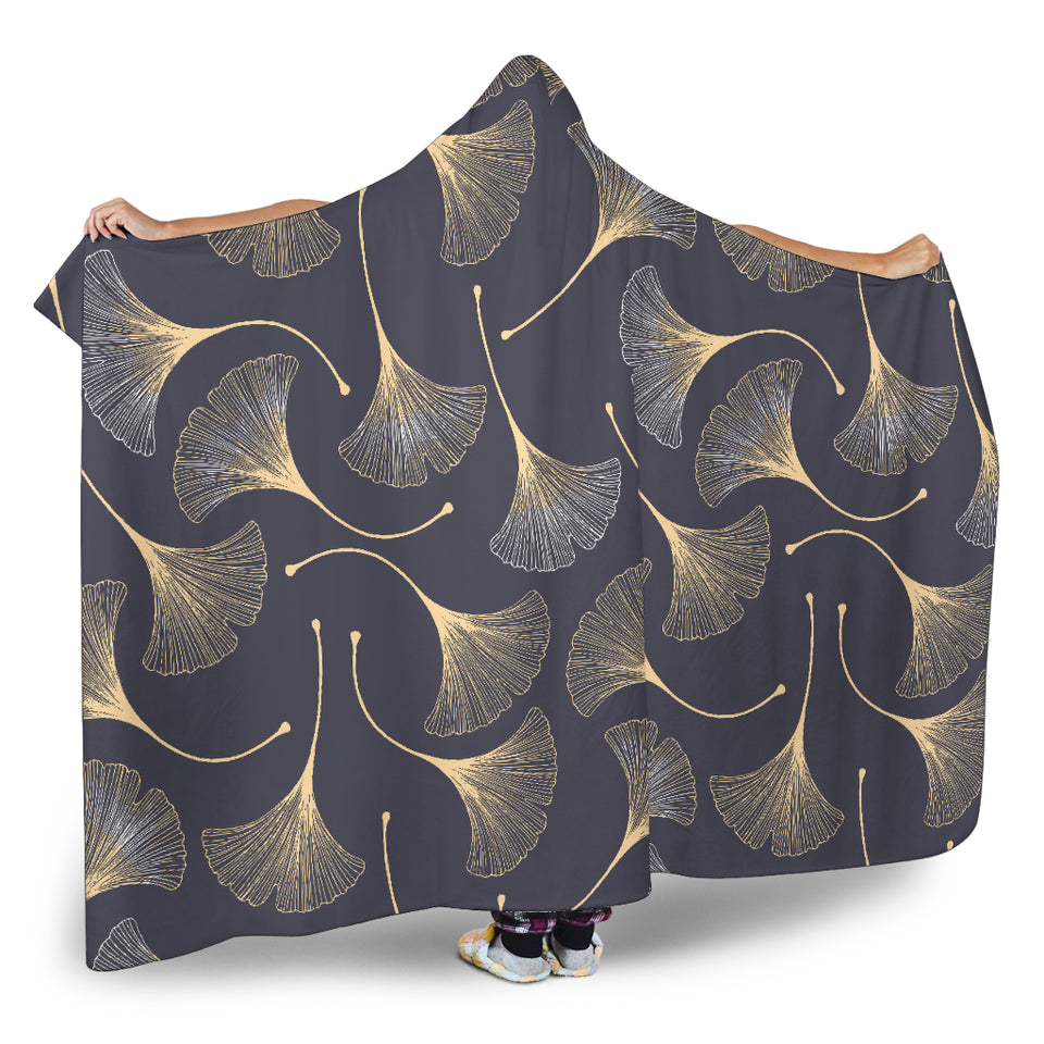 Gold Ginkgo Leaves Hooded Blanket
