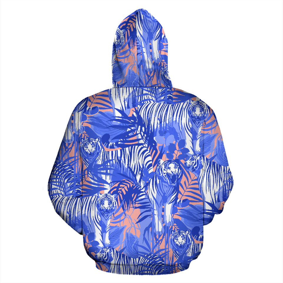 White Bengal Tigers Pattern Zip Up Hoodie