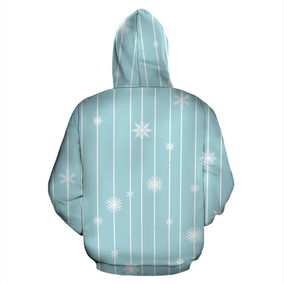 Snowflake Pattern Blue Stripe Background Zip Up Hoodie
