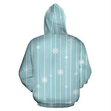 Snowflake Pattern Blue Stripe Background Zip Up Hoodie