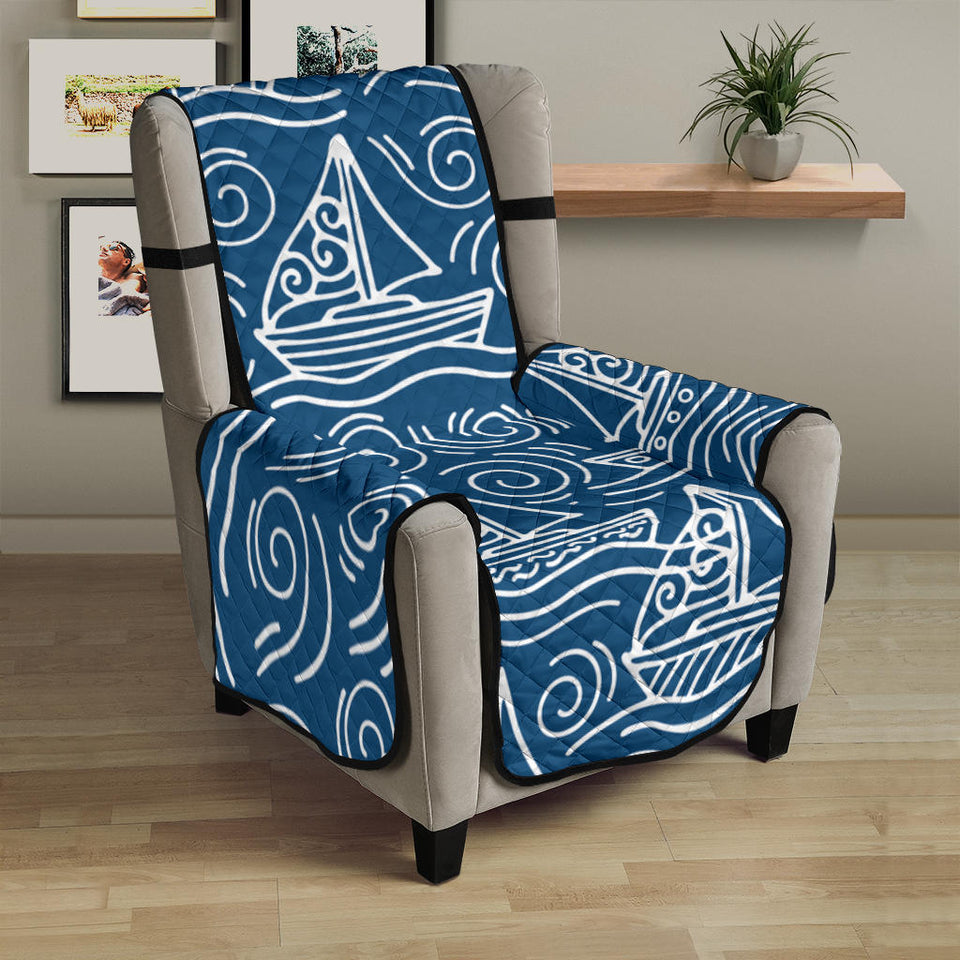 Hand drawn sailboat pattern Chair Cover Protector