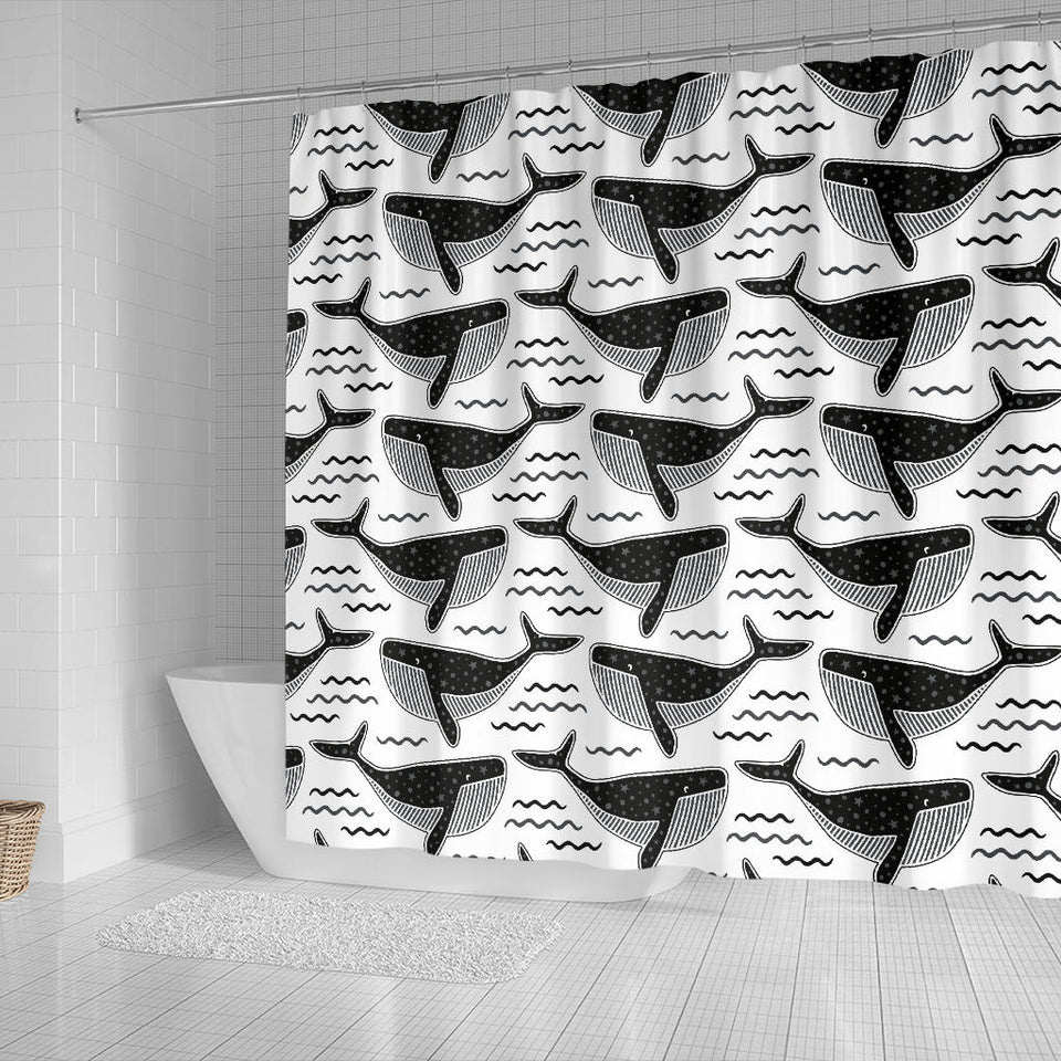 Black Whale Pattern Shower Curtain Fulfilled In US