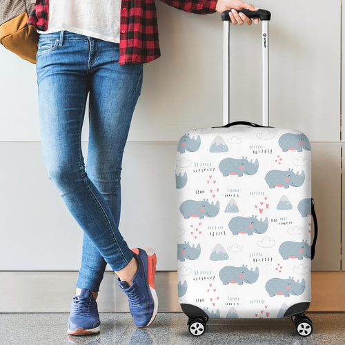 Cute Rhino Heart Pattern Cabin Suitcases Luggages