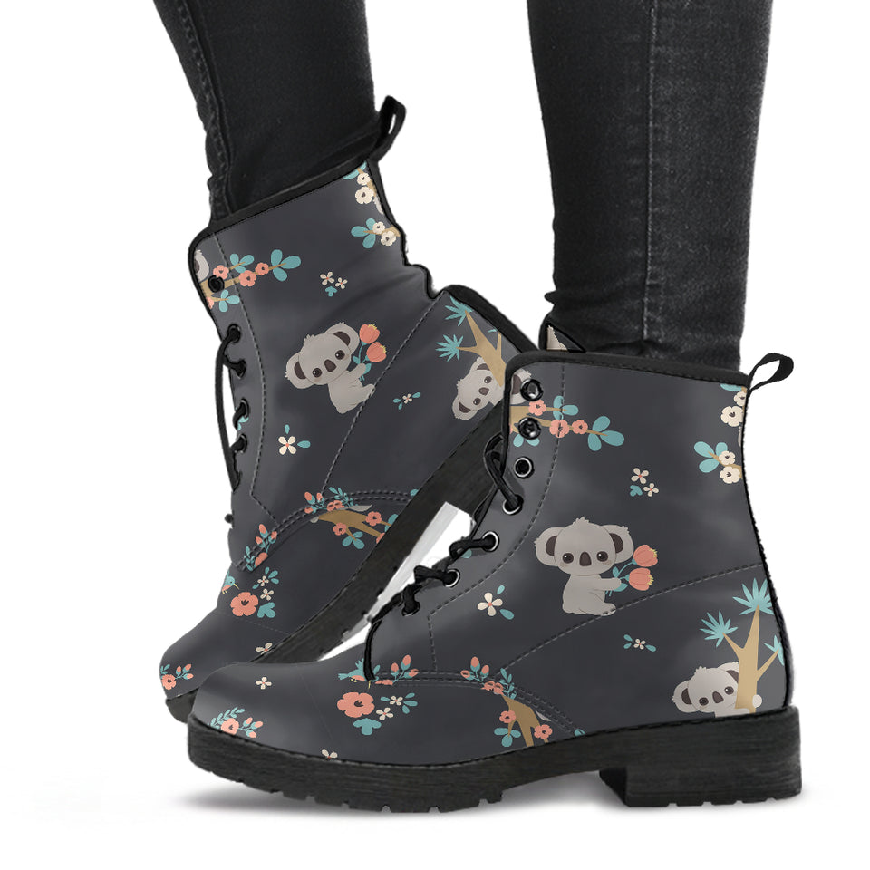 Cute Koala Pattern Leather Boots
